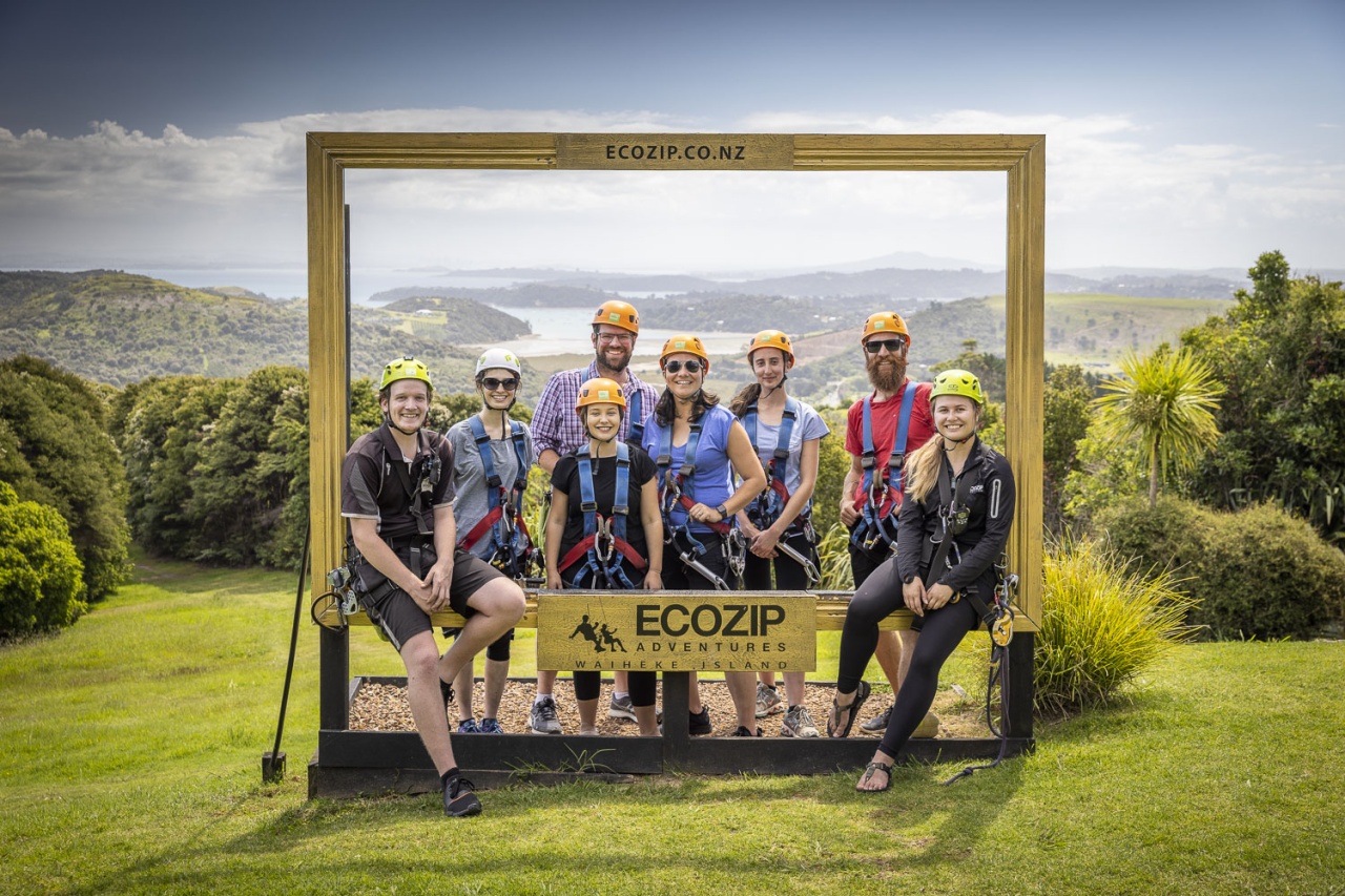 Delegates at EcoZip Adventures with view over Waiheke Island Delegates at EcoZip Adventures with view over Waiheke Island